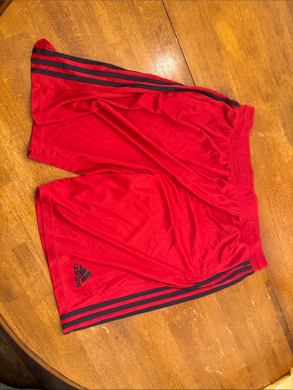 adidas Men’s Red Athletic Shorts with Black Stripes xl